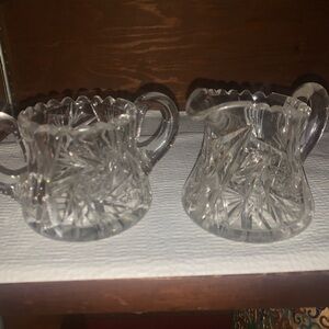 American Brilliant Period Cut Glass Sugar and Creamer Set